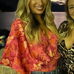 Vibrant Floral Lowcut Bodysuit